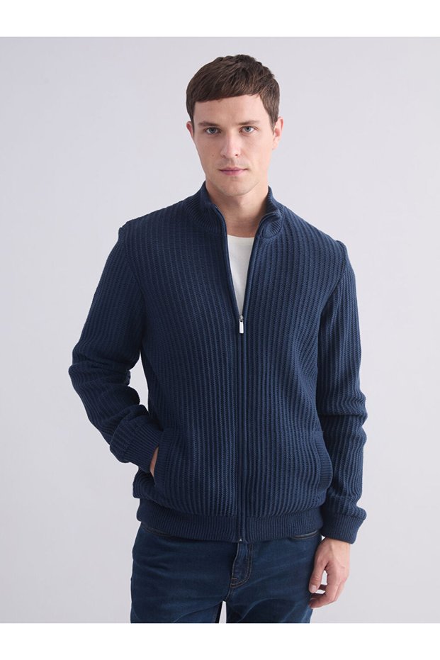 Timeless Clothing & Timeless Choices Standardfit Stand Collar Men's Knitwear Cardigan