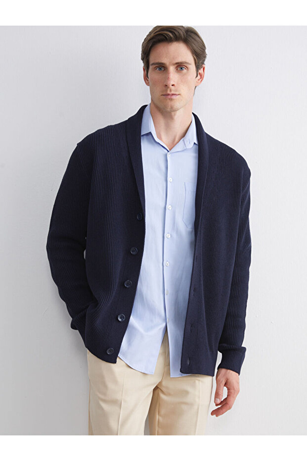 Create Your Style from Uzg Store |   Standard Pattern Shawl Collar Men's Knitwear Cardigan - 1