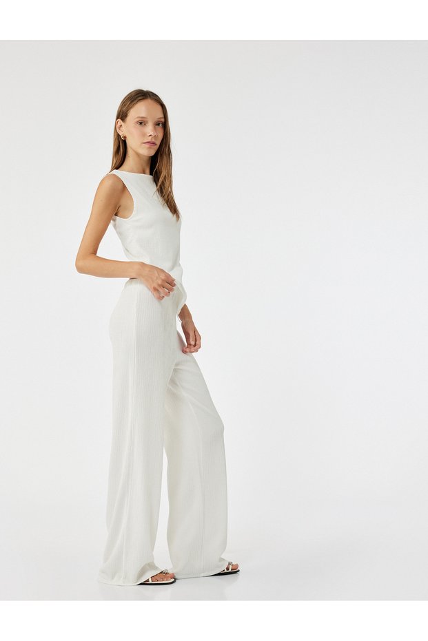 High Waist Comfortable Fit Waist Lace-Up Pants