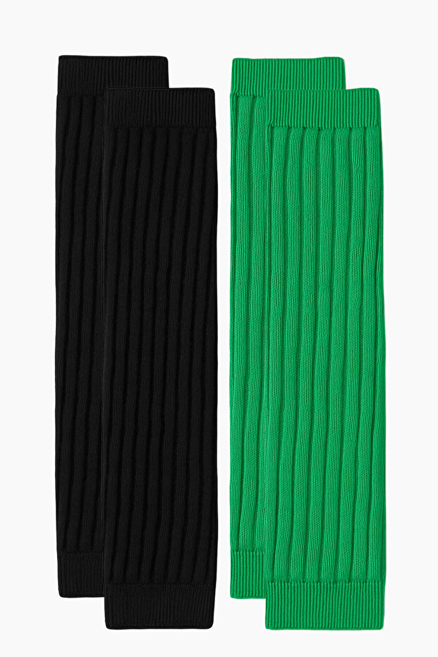 2 Basic Thick Cotton Blend Leg Warmers - 1