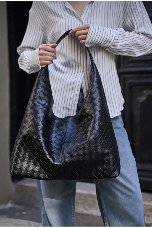 Siyah örgü çanta - 1