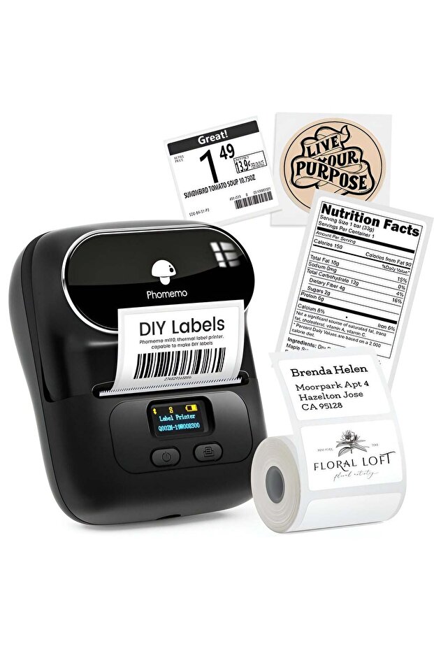 طابعة ملصقات الباركود M110، صانع ملصقات بلوتوث، طابعة حرارية محمولة - 1