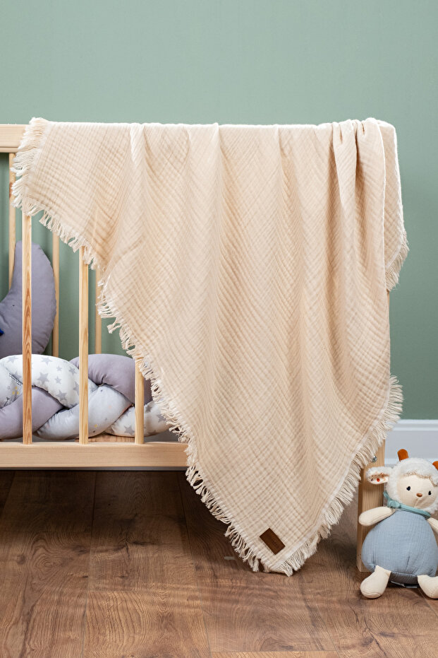 100% Cotton 4-Layer Muslin Baby Blanket Milk Brown 100X120Cm