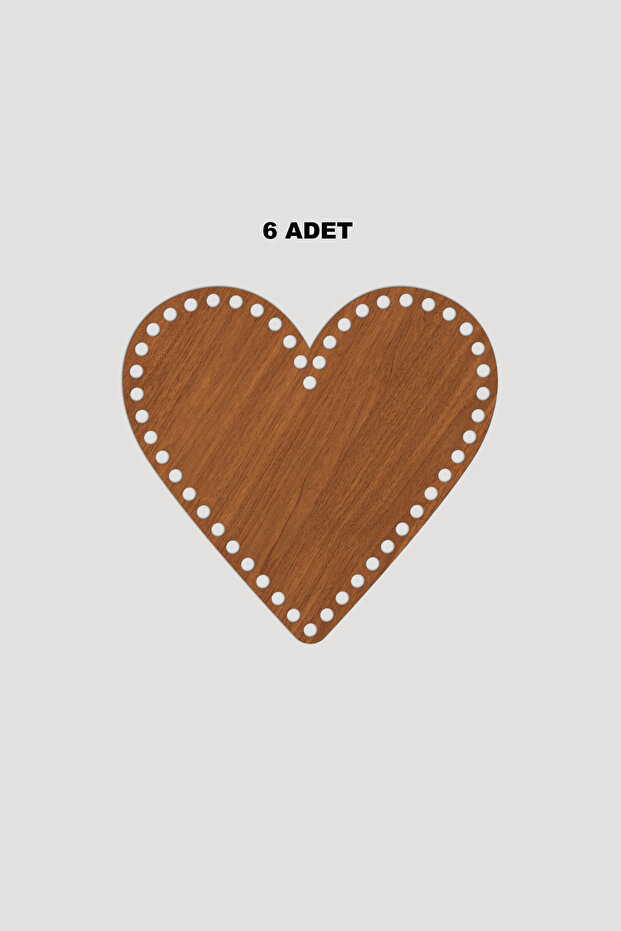 Wooden Heart Basket Tray Base 20X21 cm 6 Pieces Walnut 3mm