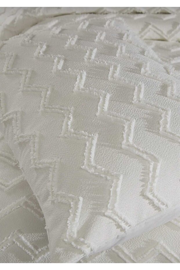 غطاء سرير فردي بنمط متعرج مكون من قطعتين - 3