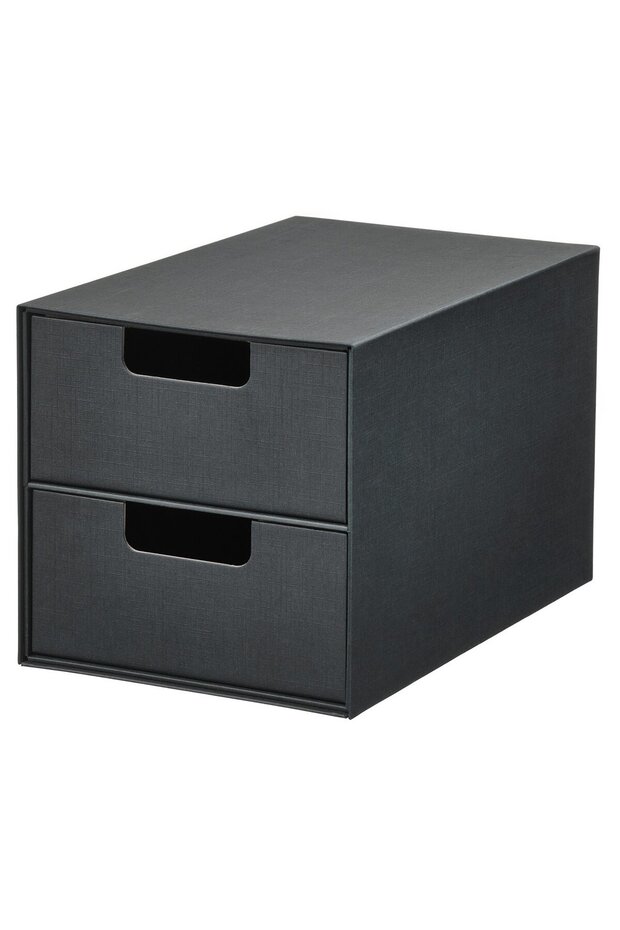 FJÄDERHARV Mini Chest with 2 Drawers, Anthracite, 16x25 cm
