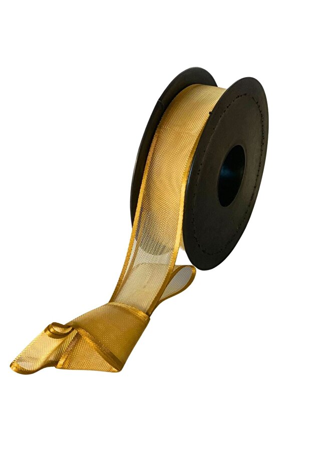 Gold Gold Chiffon Tulle Fabric Ribbon 2 Cmx20 Gift Packaging Henna Bridal Dowry Bundle Decoration Ribbon Bow