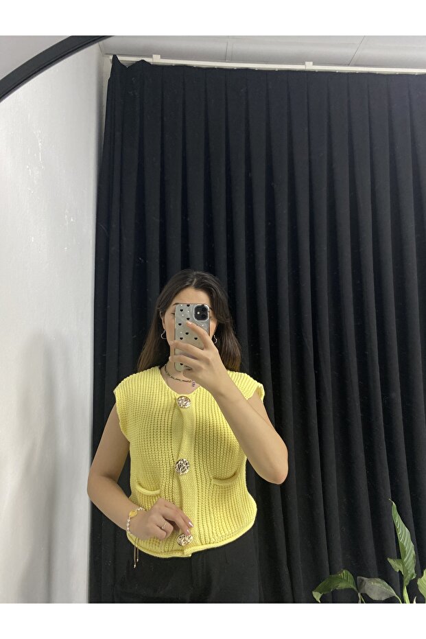 Sarı triko Süveter - 1