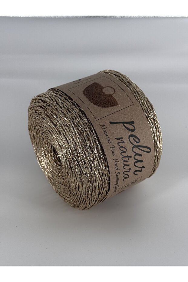 METALİK KAGIT İP SİMLİ POLYESTER ÇANTA SUPLA NAKIŞ ŞAPKA MAKROME ÖRGÜ İPİ 220 - 1