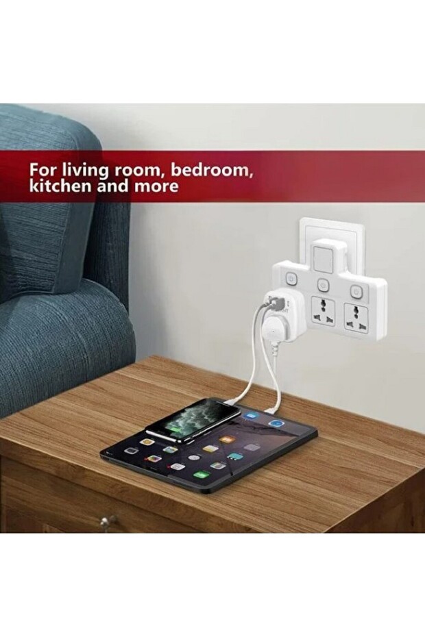 Multi Plug Power Extension Socket Adapter, 3 Way Universal Wall Electrical Extender Outlet, U - 2