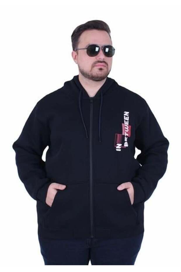 سترة كبيرة الحجم بغطاء للرأس وسحاب 3ip Sweat In Between 25717 أزرق داكن