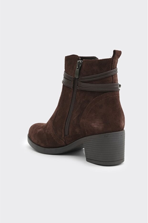 Hakiki Deri Fermuarlı Kadın Bot - 3