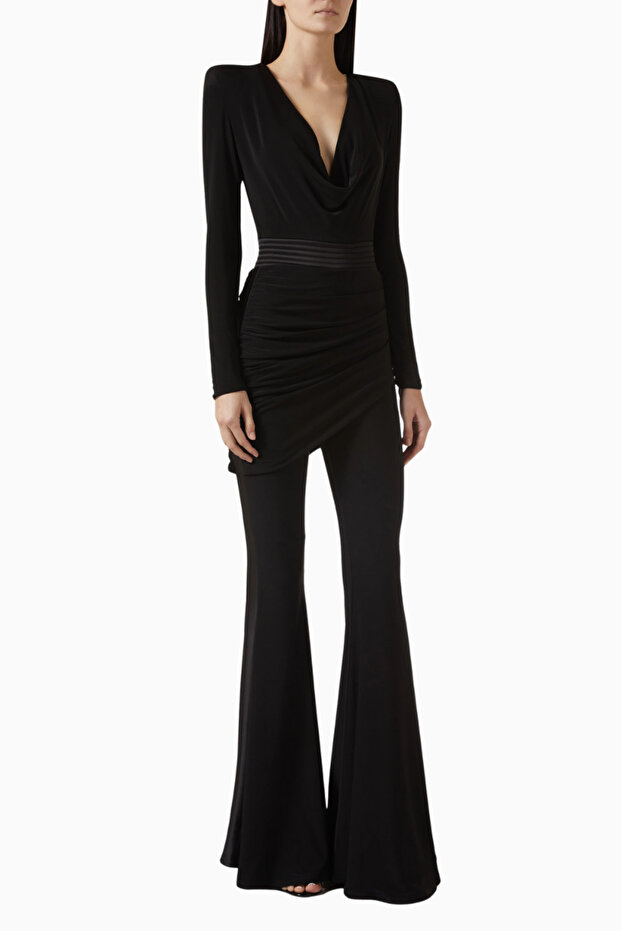 Rock Your Baby Black Stretch Jersey Jumpsuit, Elegant and Body-Fitting Design