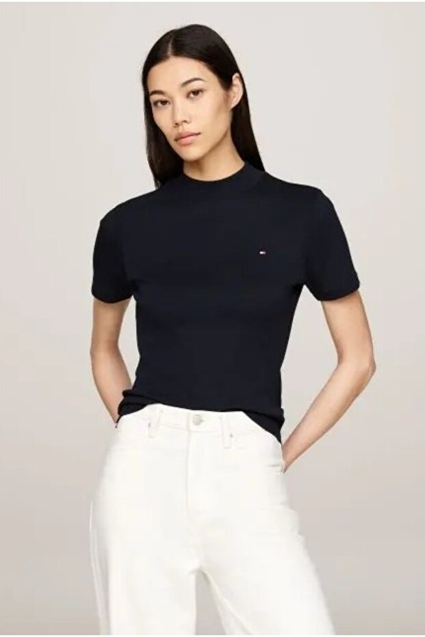 Half-High Neck Cotton Crop T-Shirt