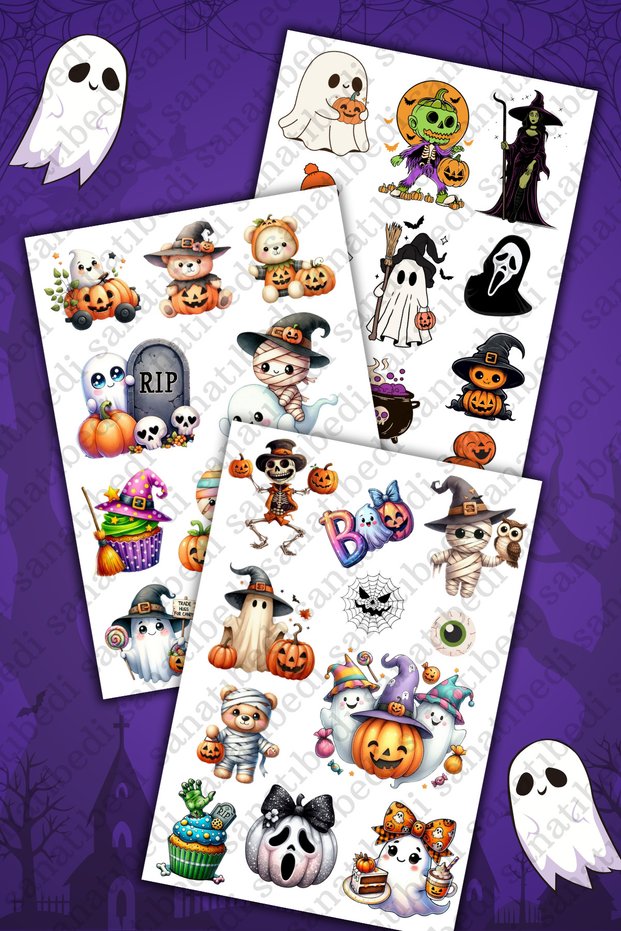3 Sheets Halloween Halloween Sticker - Agenda Laptop Phone Motor Sticker - Waterproof