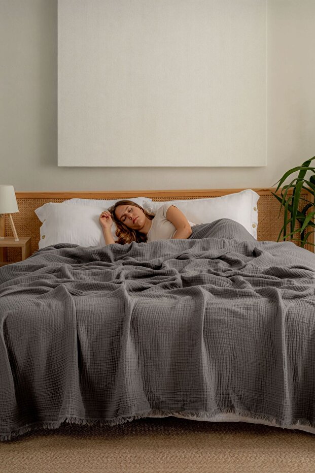 Muslin Bedspread Ultra Soft High Quality 4 Layers Muslin Pike (Single Size (240X240 cm)