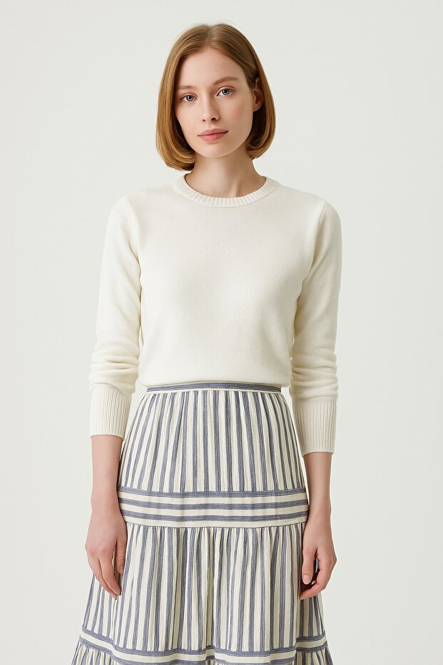 Bisiklet Yaka Oversize Triko KAZAK - 1