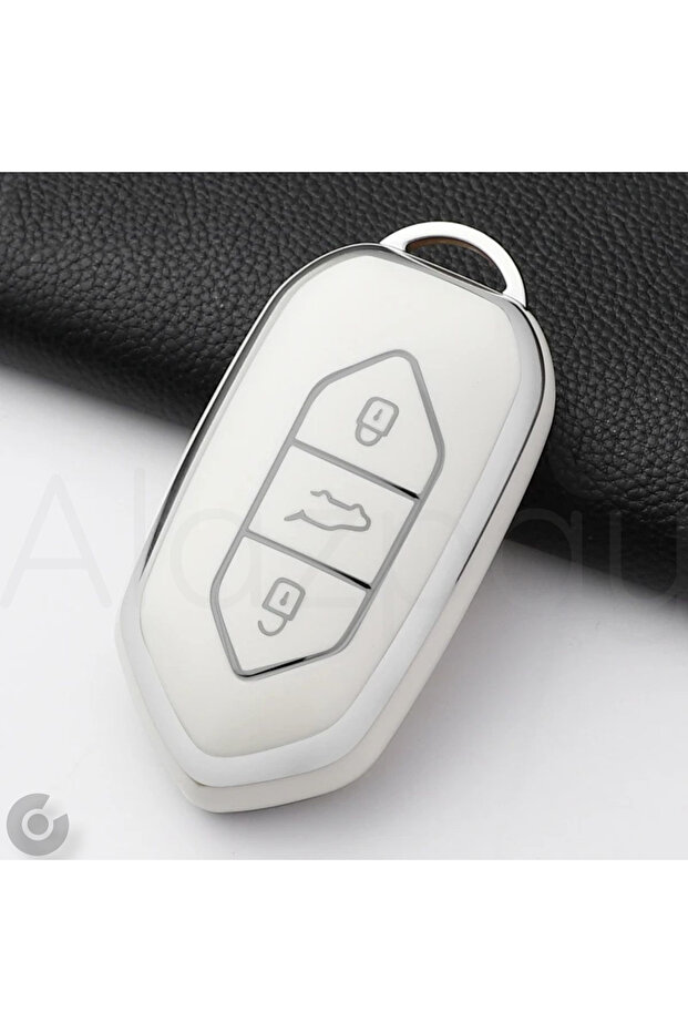 غطاء حماية مفتاح السيارة Togg T10x T10F متوافق مع TPU (أبيض فضي)