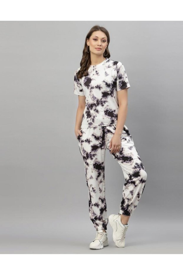 Grey and White Dye Co-Ords Set Slim Fit