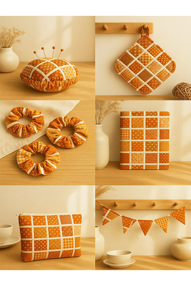 %100 Pamuk Saten Kumaş – 35 Parça 20x20 cm, Tek Parça Patchwork Kumaş, Bej Renkler - 8