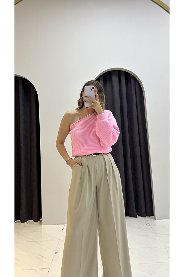 Tek Omuz İncili Triko - 3