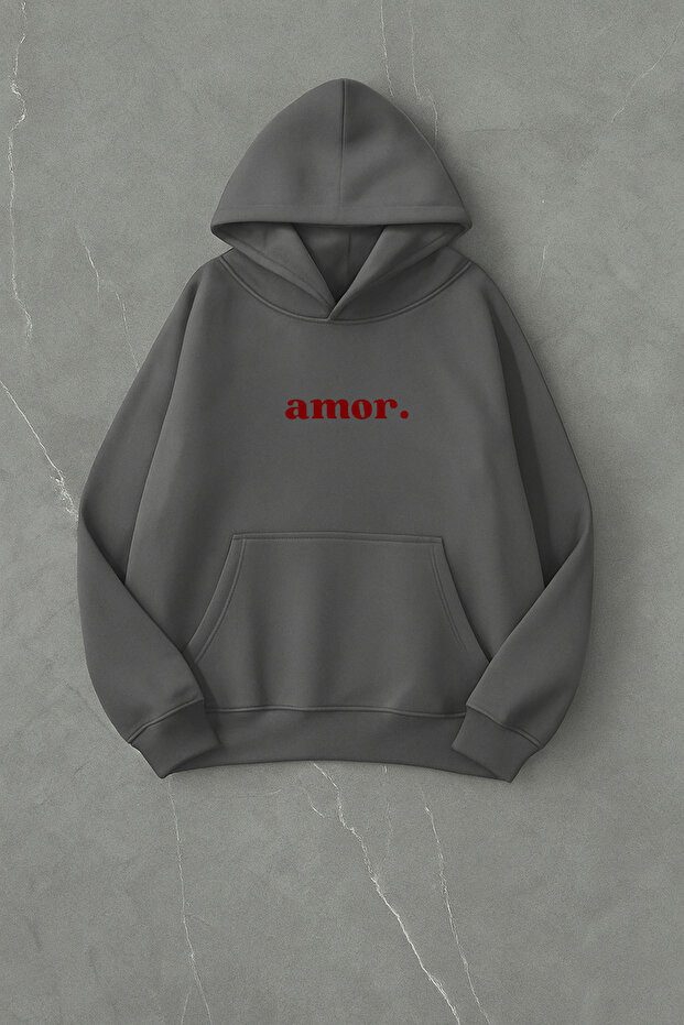 سويت شيرت نسائي من القطن كبير الحجم مطبوع من الأمام من Amor