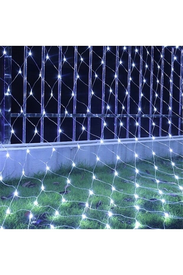 Net Christmas Lights, 28 m x 1 m, 1120 LEDs, Cold White, Transformer with Remote, 8 Light Modes, Int - 1