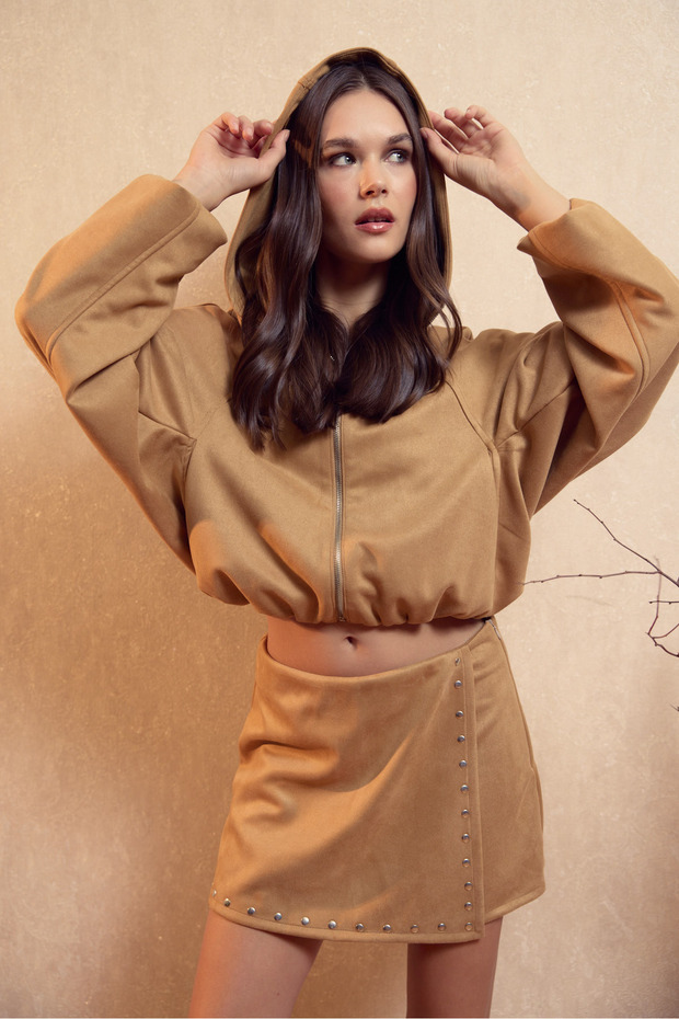 Crop Süet Sweatshirt - 1