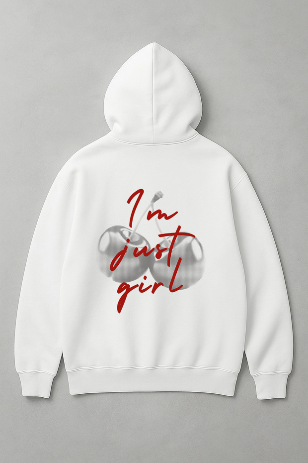 I'M Just Girl Print Oversize Women's Cotton Sweatshirt