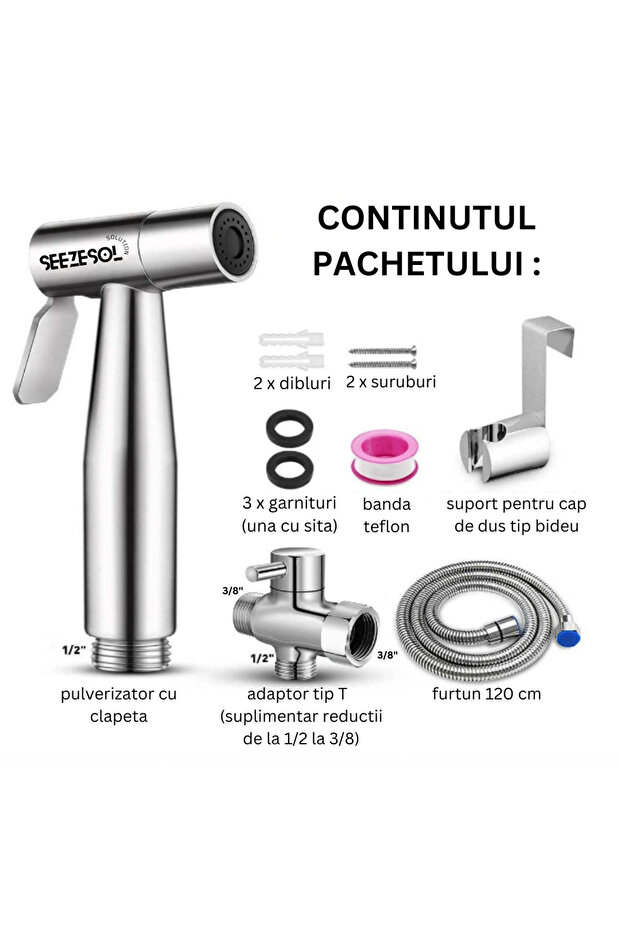 Shower set for intimate hygiene, bidet function, flexible hose+faucet+bidet sprayer - 6