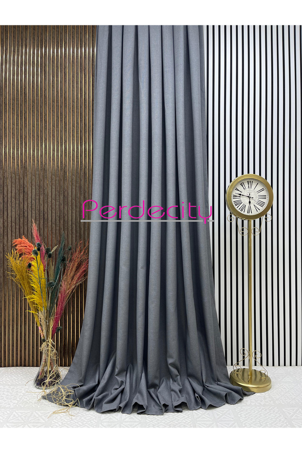 Natural Linen Bohemian Style Gray Background Curtain 1X3, Frequent Pleats, No Ironing Required, Suitable for Any Room