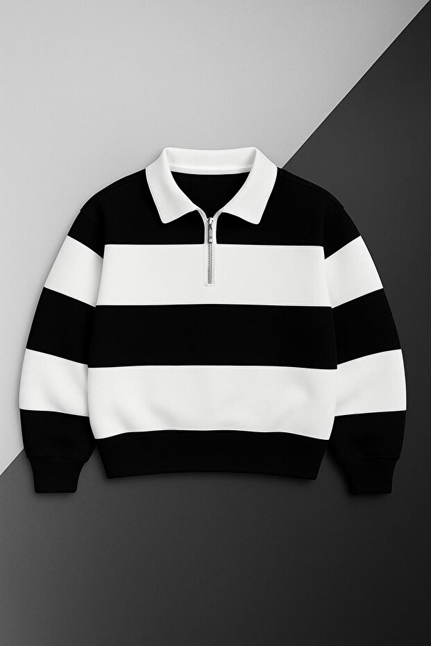 3 Thread Polo Neck Half Zip Sweatshirt