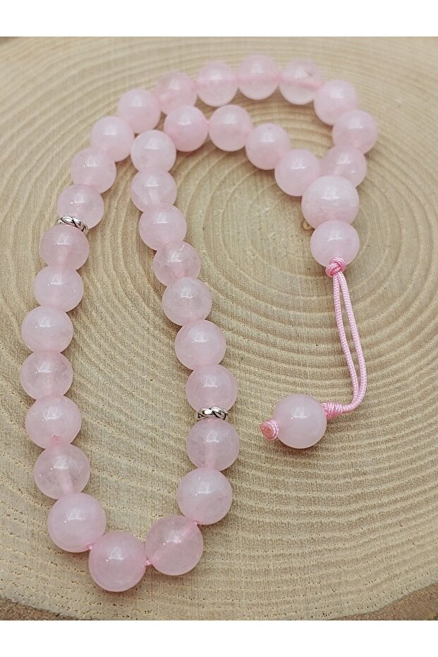 Pink Quartz Stone 33-Piece Special Design Prayer Beads 8mm (2958)
