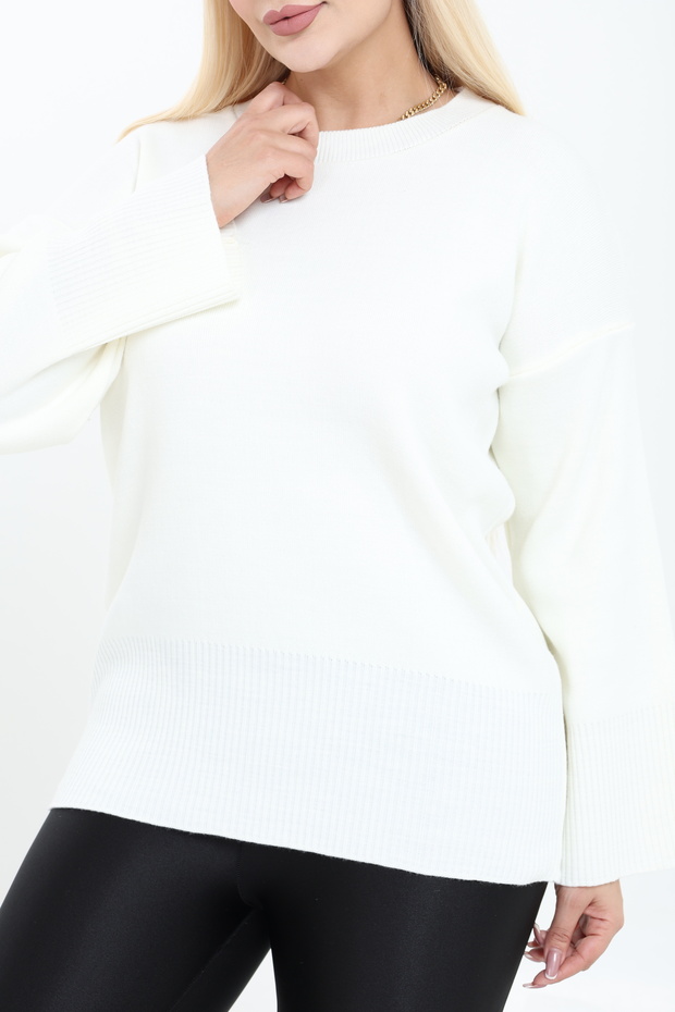 Bisiklet Yaka Rahat Kalıp Triko Örme Kazak - 7