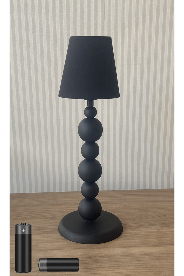 Pırıl Pilli Abajur Siyah Şapka Aplik Lambader Aydınlatma - Özel Tasarım Lambalı - Tek Adet - 1