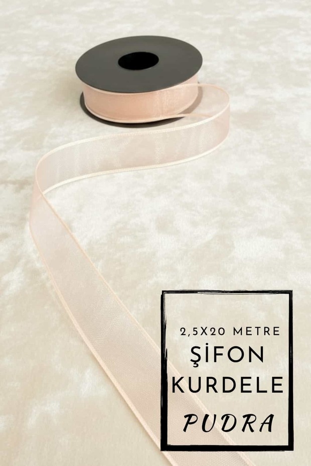 Chiffon Ribbon (2.5 X 20 Meters) Tulle Bundle Decoration Ribbon - Powder