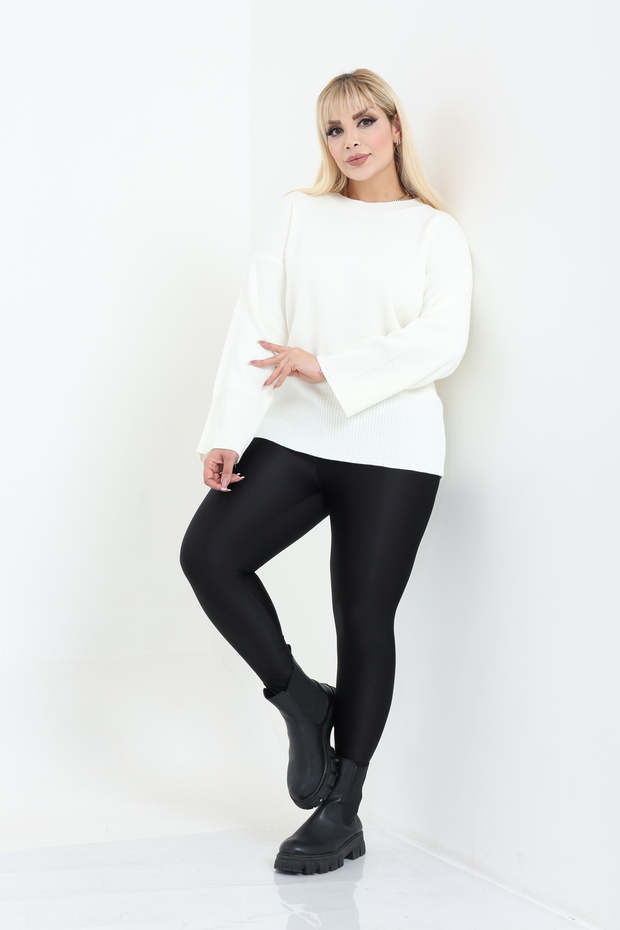 Bisiklet Yaka Rahat Kalıp Triko Örme Kazak - 3