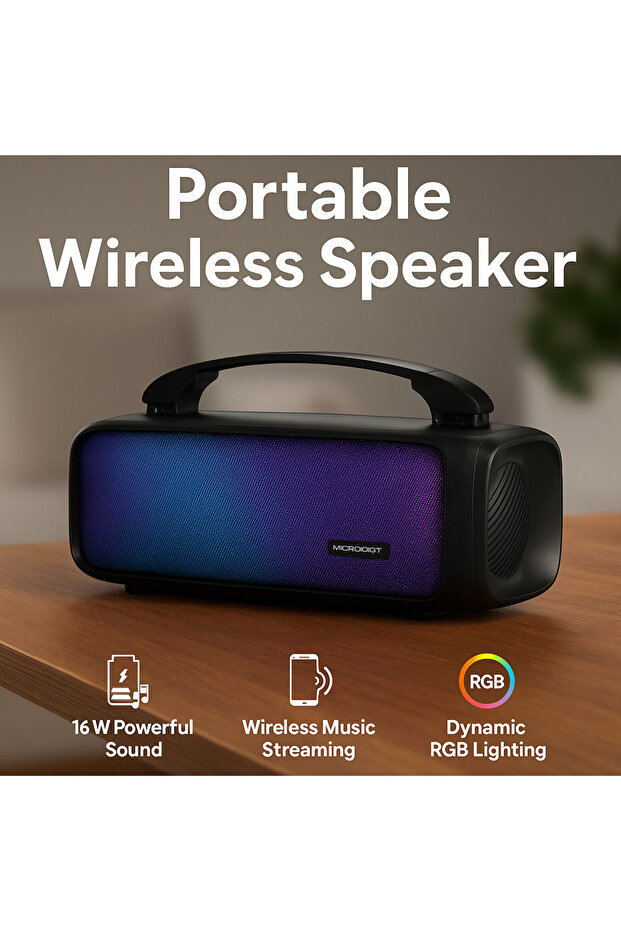 Microdigit 16W Portable Bluetooth Speaker with RGB Lighting and Powerful Sound – MICRODIGIT MD653PS - 1