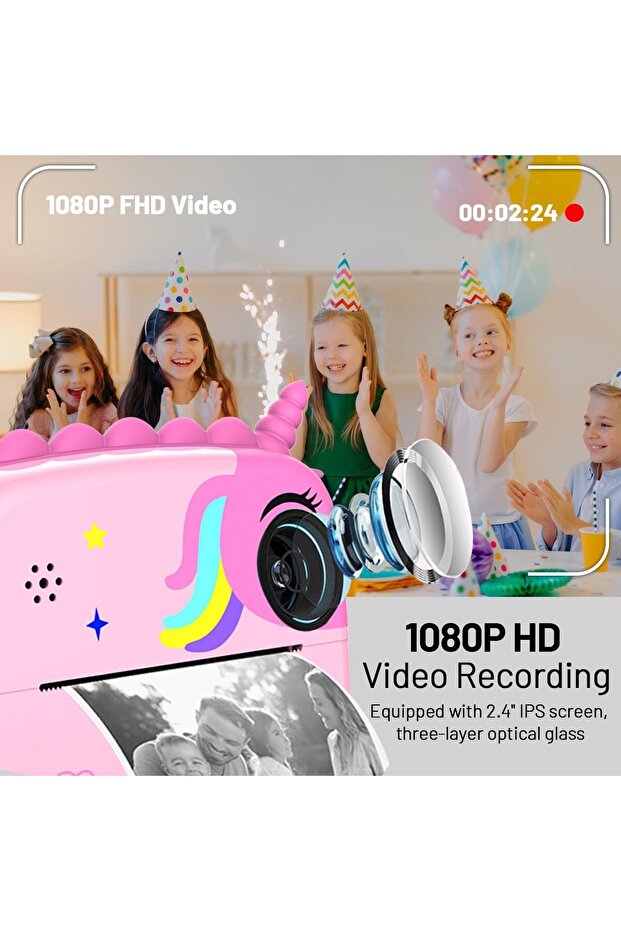 Children's Camera with Printing Function, Vala® A20, Unicorn Model, 50 MP resolution, 1080P, Dual F - 3