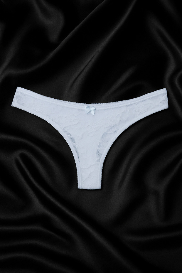 Dantelli Pamuklu Kadın İç Giyim Külot,Tanga String - 1
