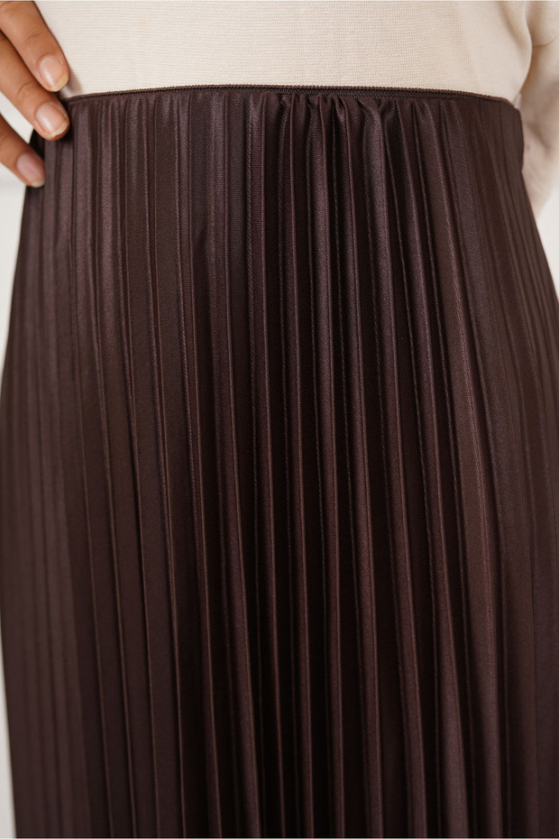 Deri Görünümlü Piliseli Etek - 4