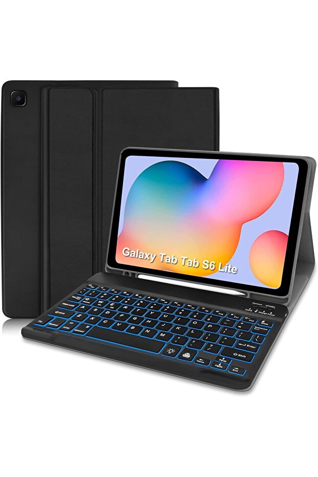 Samsung S6 Lite Tablet Case with Keyboard & Built-in S Pen Holder-Slim Smart S6 Lite Case with Bluet