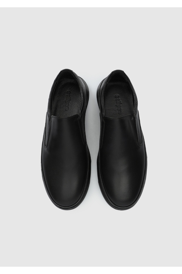 Black Leather Men's Shoes - 5