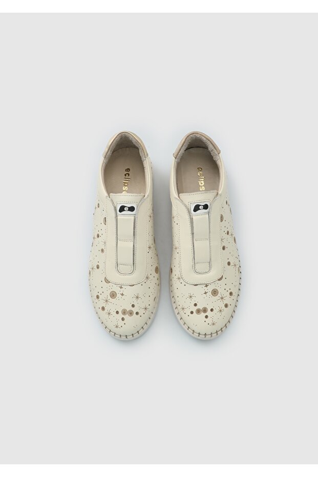 Bej Deri Kadın Ayakkabı - 5