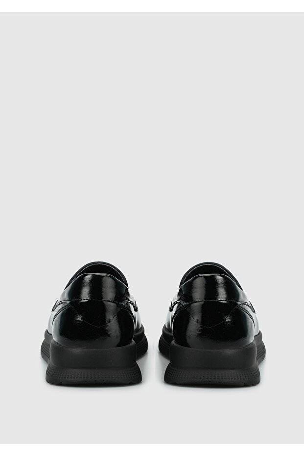 Siyah Deri Kadın Ayakkabı - 4