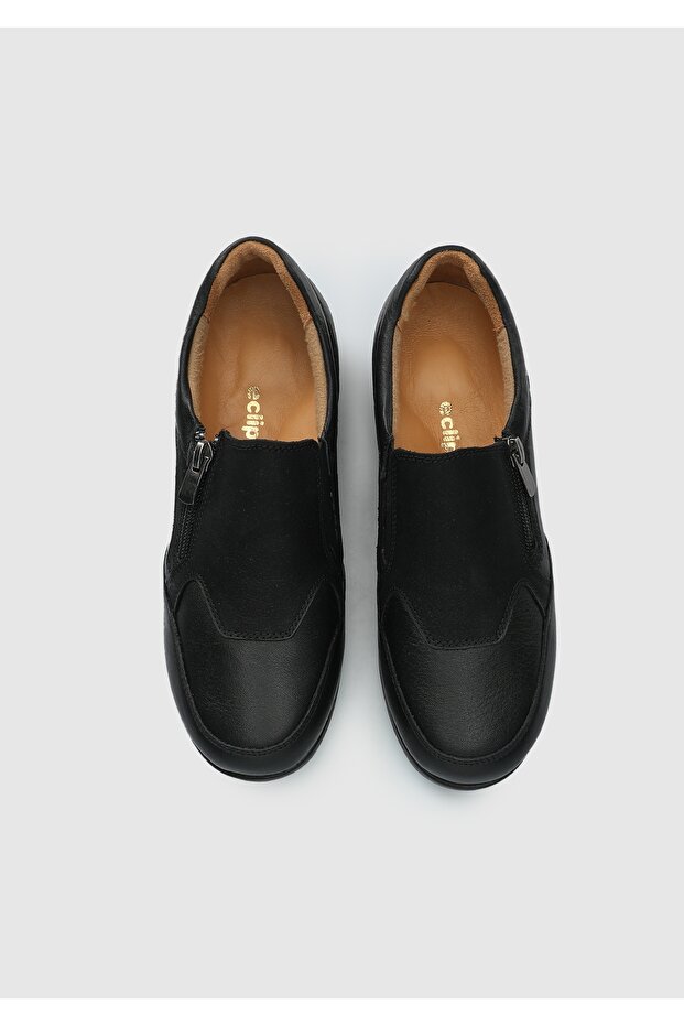 Siyah Deri Kadın Ayakkabı - 5