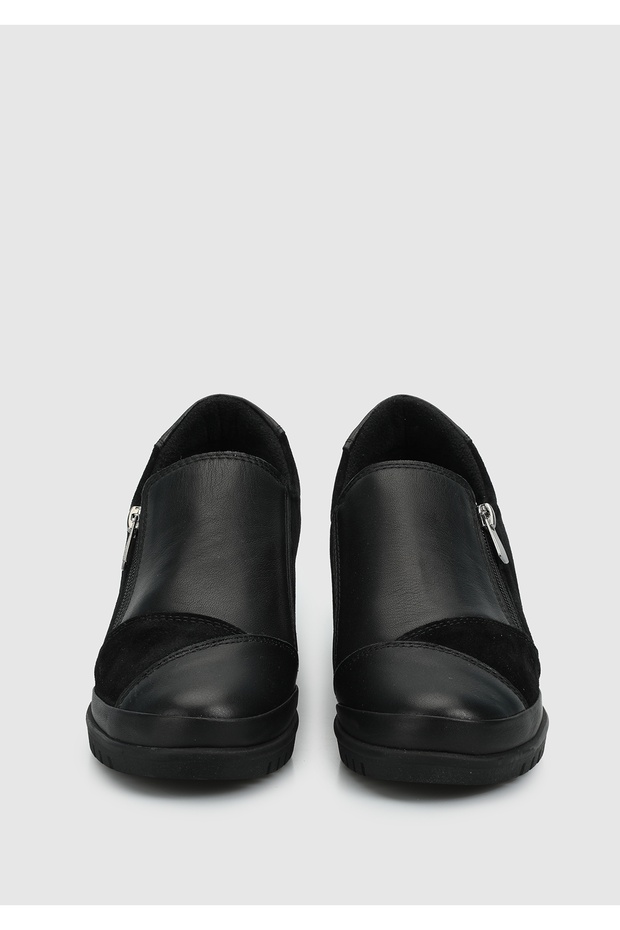 Siyah Deri Kadın Ayakkabı - 3