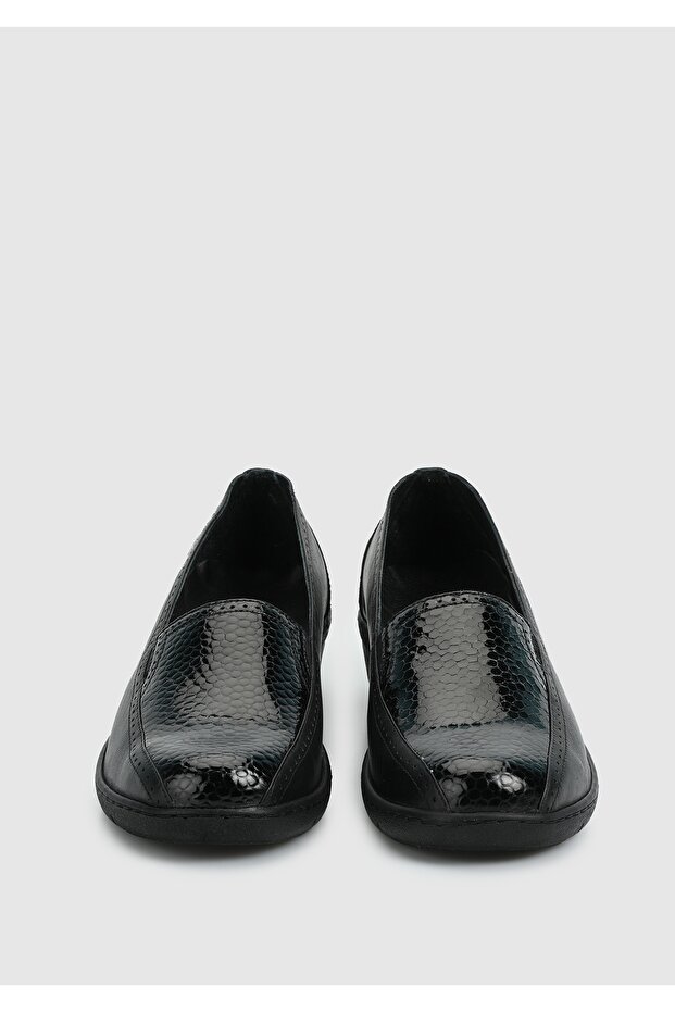 Siyah Deri Kadın Ayakkabı - 3