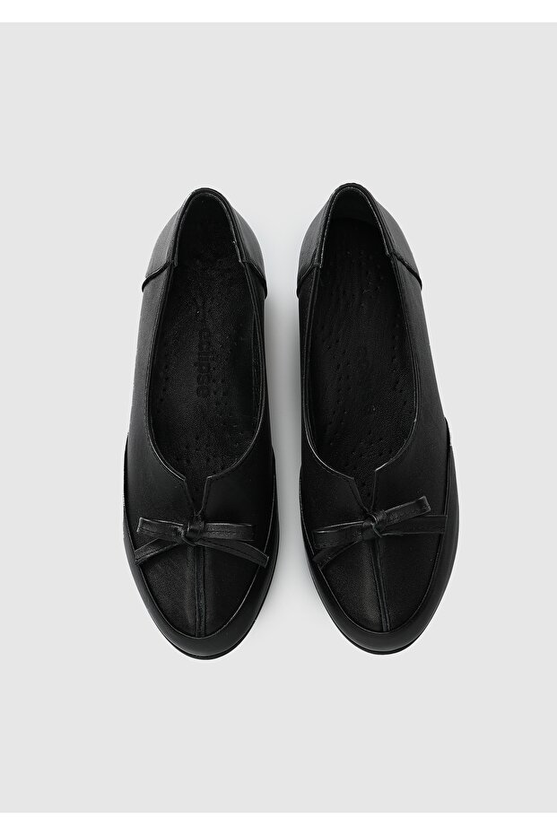 Siyah Deri Kadın Ayakkabı - 5