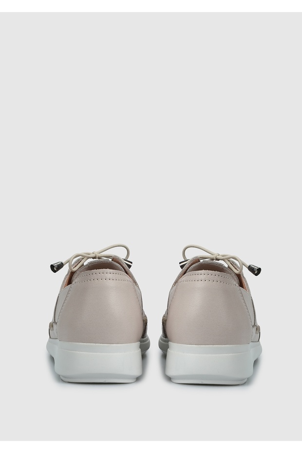 Bej Deri Kadın Ayakkabı - 4